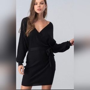 Womens knit wrap dress, Black. Medium, like new